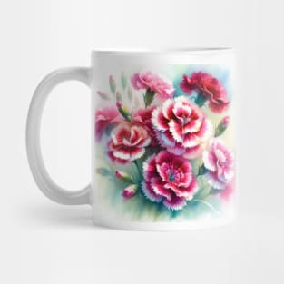 Vibrant Dianthus flowers Decor - Watercolor Flower Mug